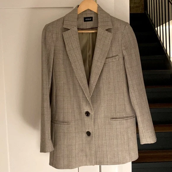 Kookai Jackets Coats Kookai Blazer In Beige Glen Plaid